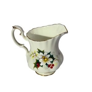 Royal Albert Poinsettia Creamer Bone China England Christmas Floral Gold Trim